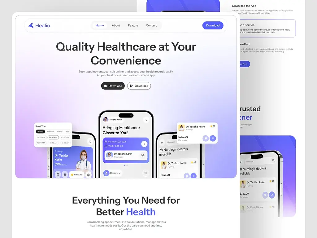 Healthcare Mobile App Landing Page